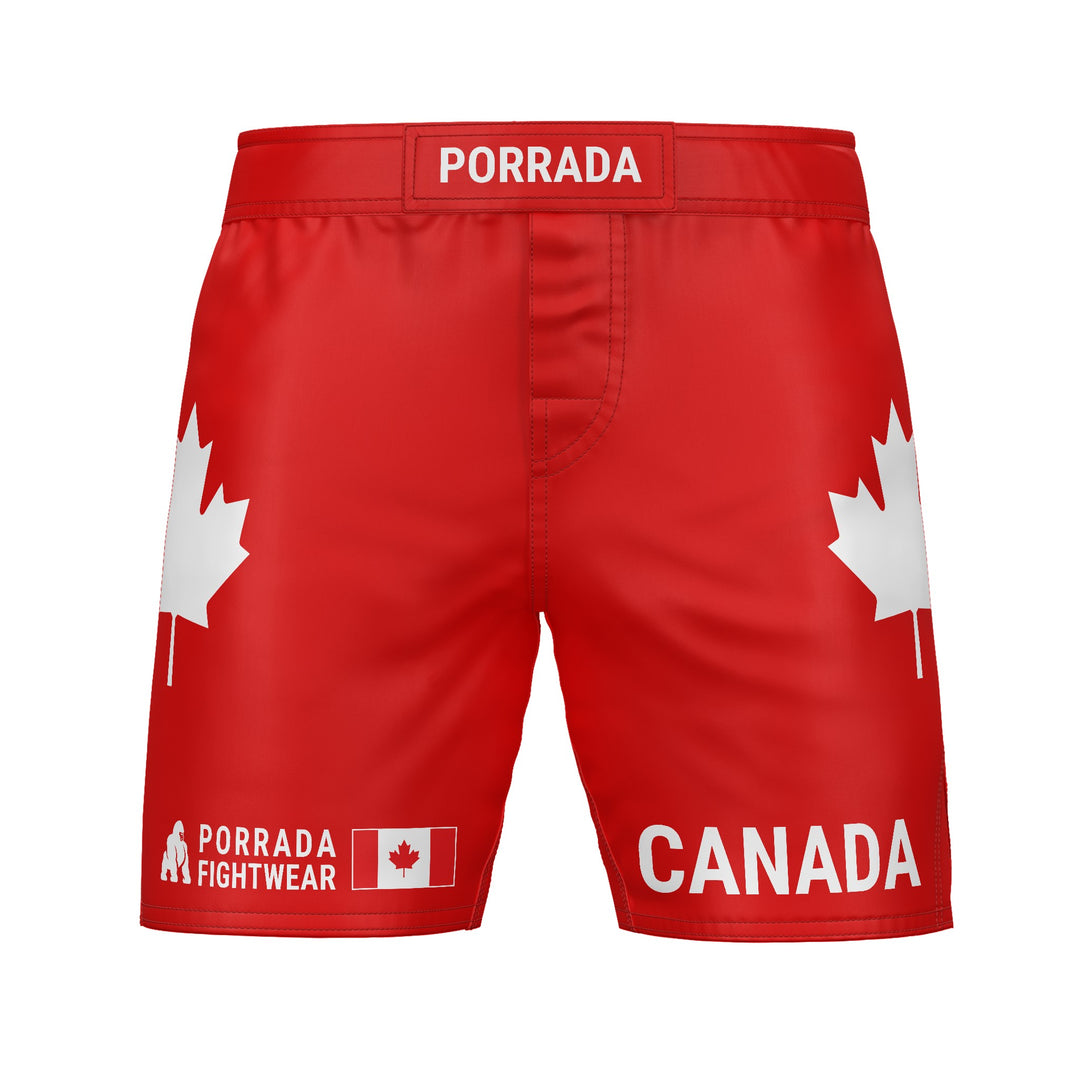 Men's MMA fight shorts with Canada flag detail