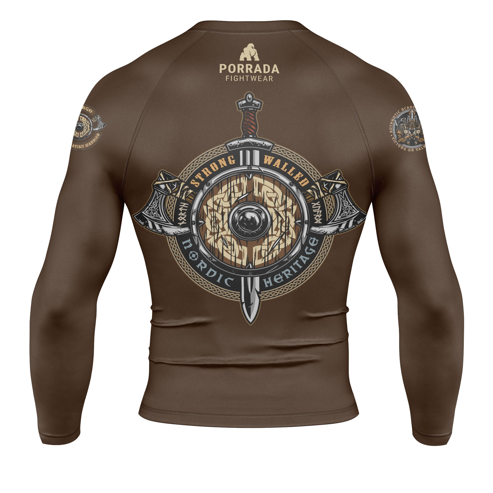 Back of Viking Warrior long sleeve rash guard for BJJ and MMA
