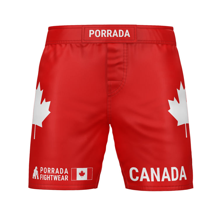 Men's MMA fight shorts with Canada flag detail