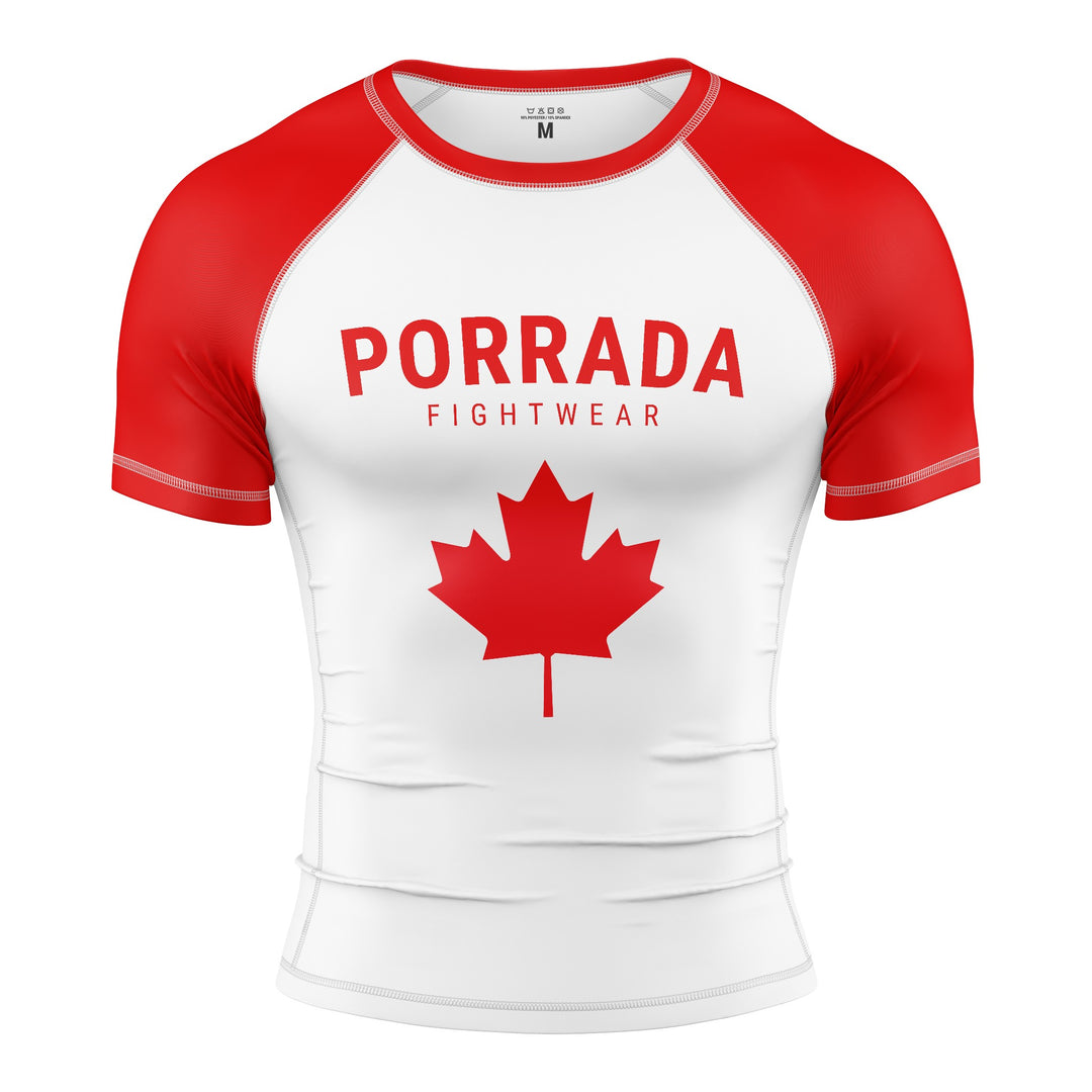 Men's Red Canada short sleeve rash guard for BJJ and MMA 