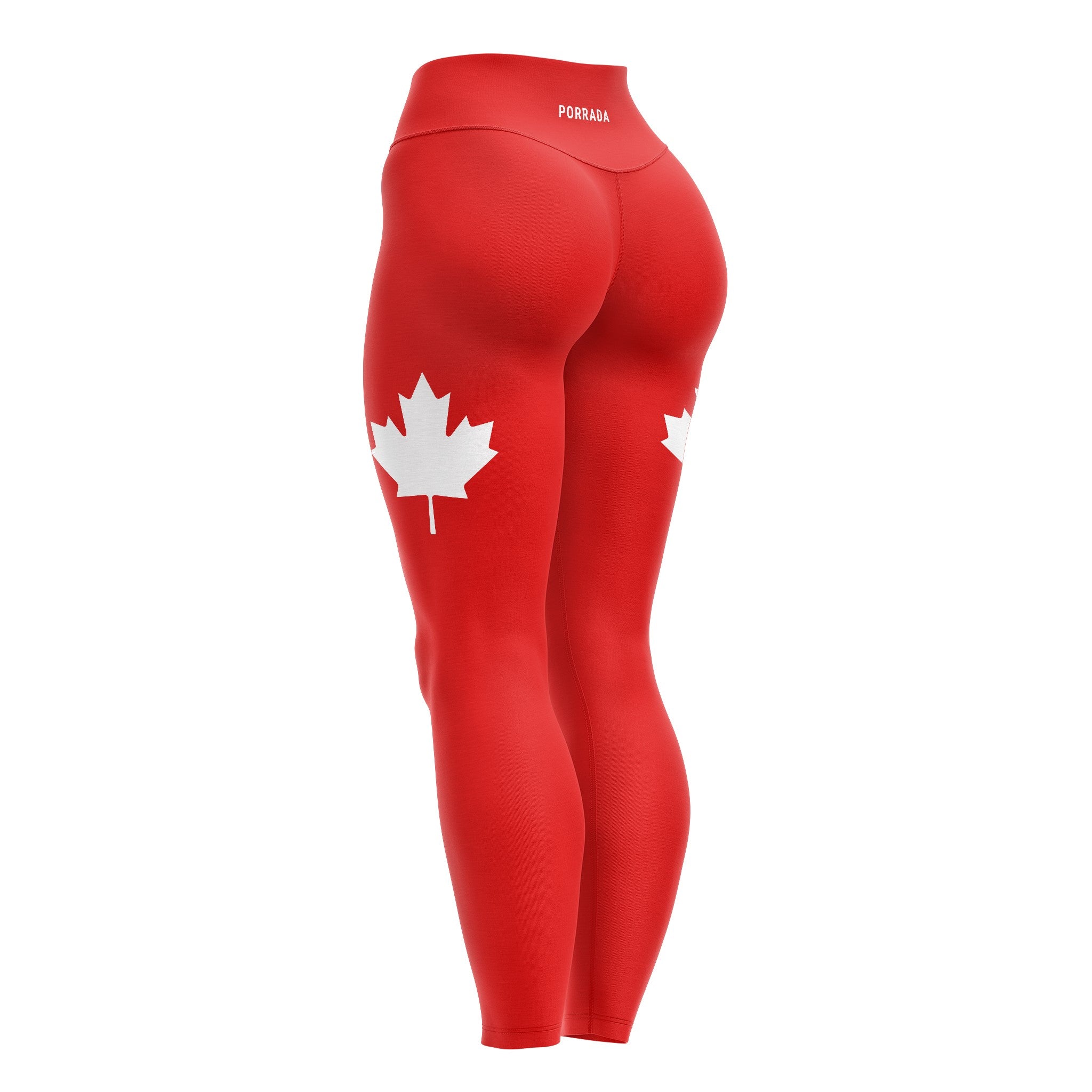 Back of Women's red Canada leggings for BJJ and MMA 