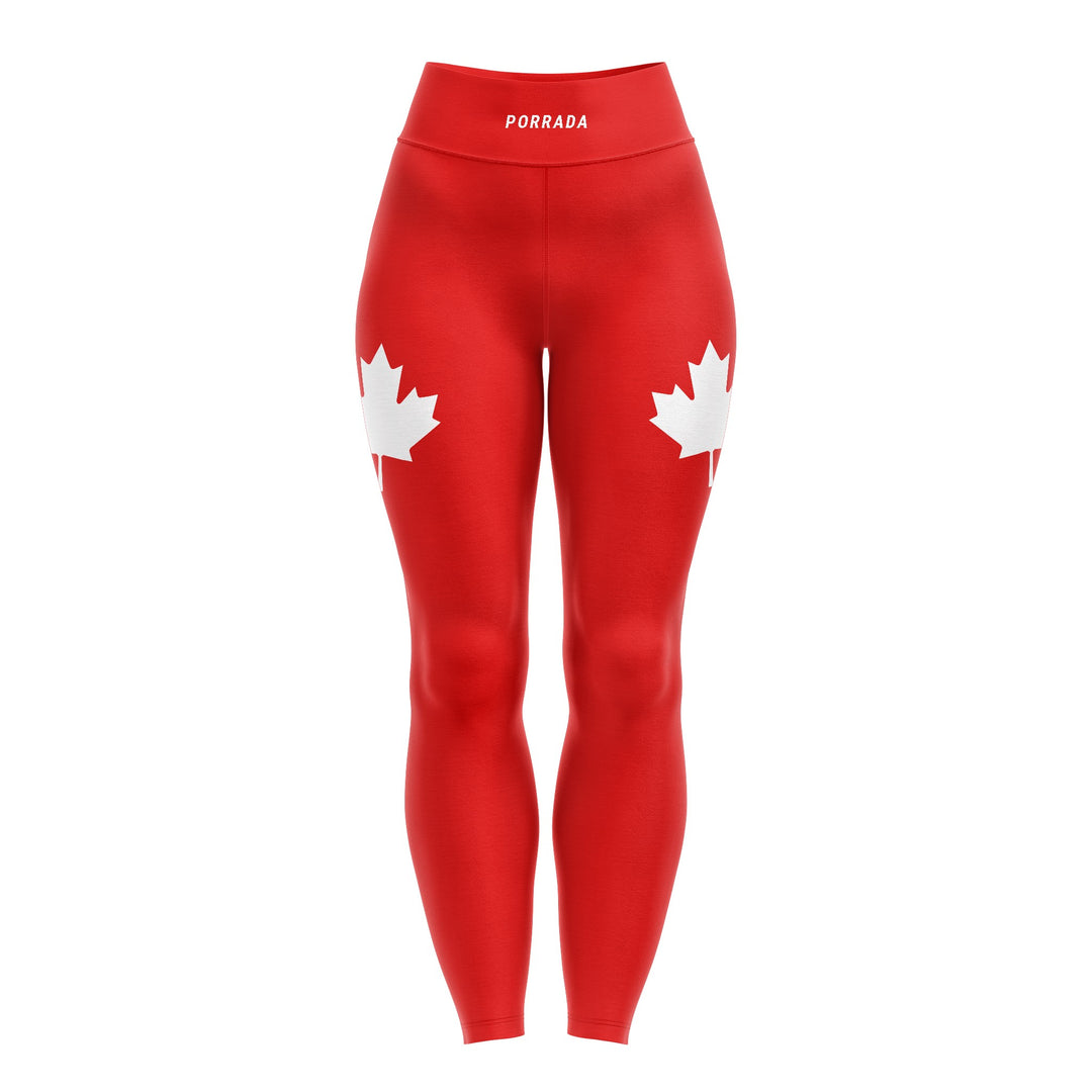 Women's red Canada leggings for BJJ and MMA 