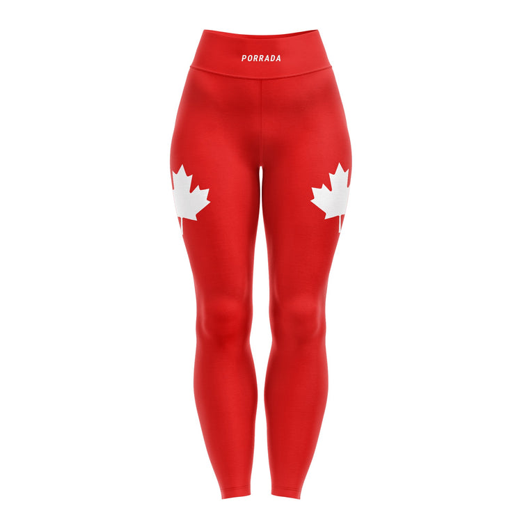 Women's red Canada leggings for BJJ and MMA 
