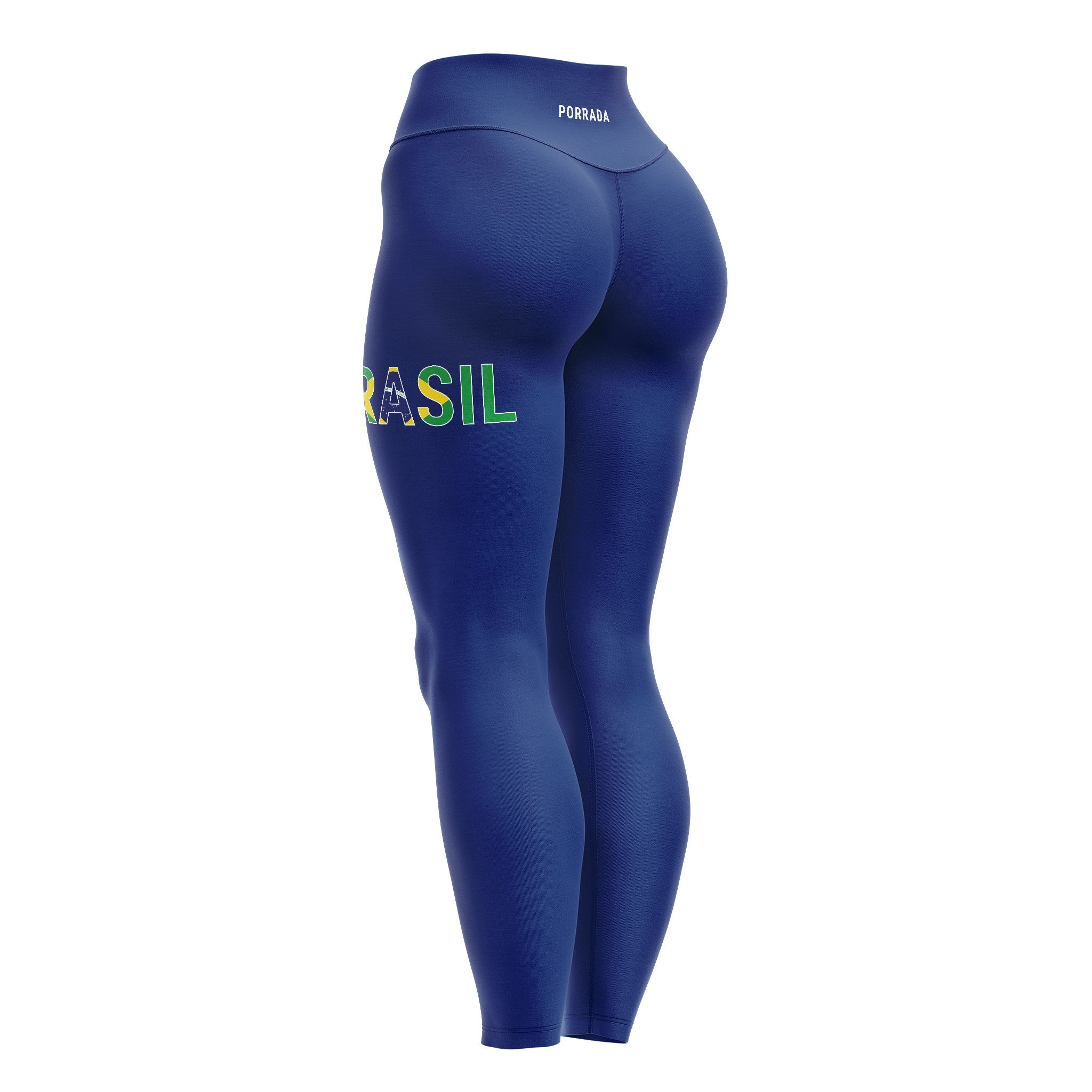 Side of Women's navy Brazil leggings for BJJ and MMA 