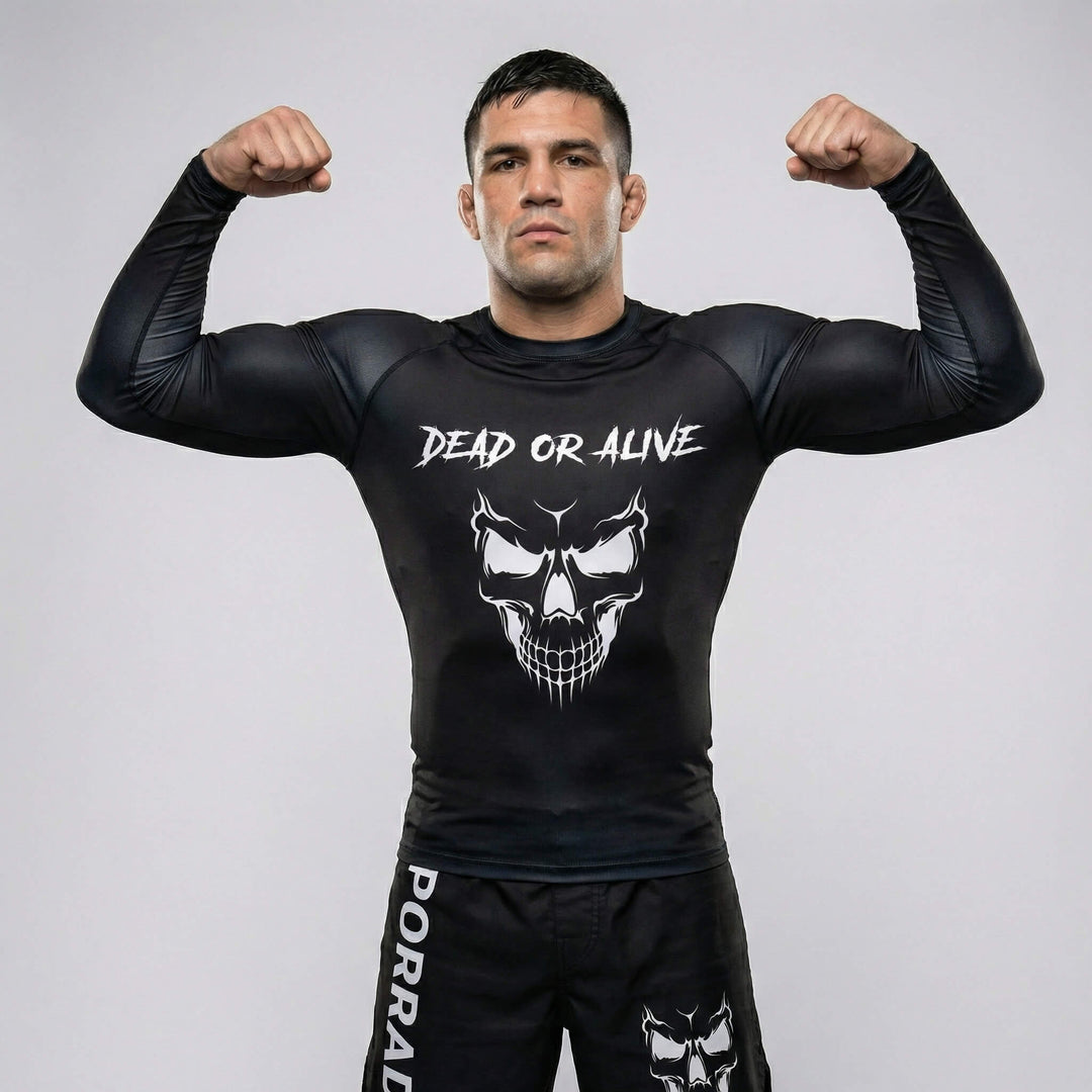 Performance skull men’s long-sleeve rash guard for training and competition