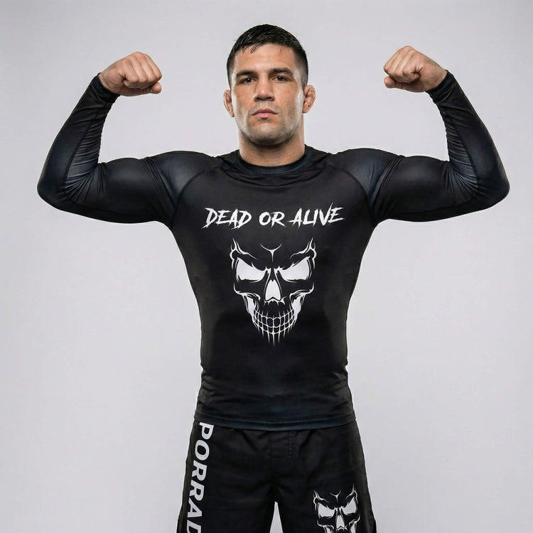 Performance skull men’s long-sleeve rash guard for training and competition
