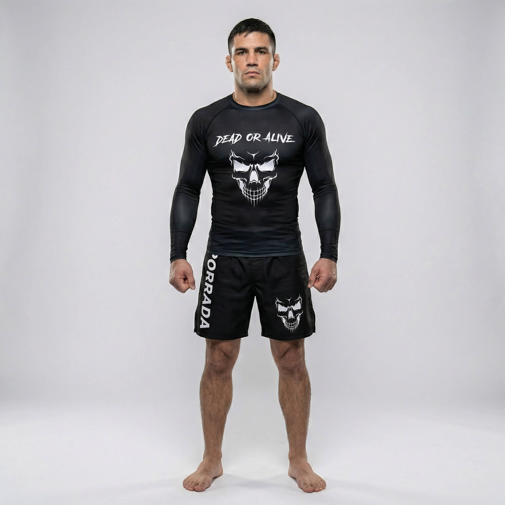 Men’s grappling rash guard with skull design for high-intensity training