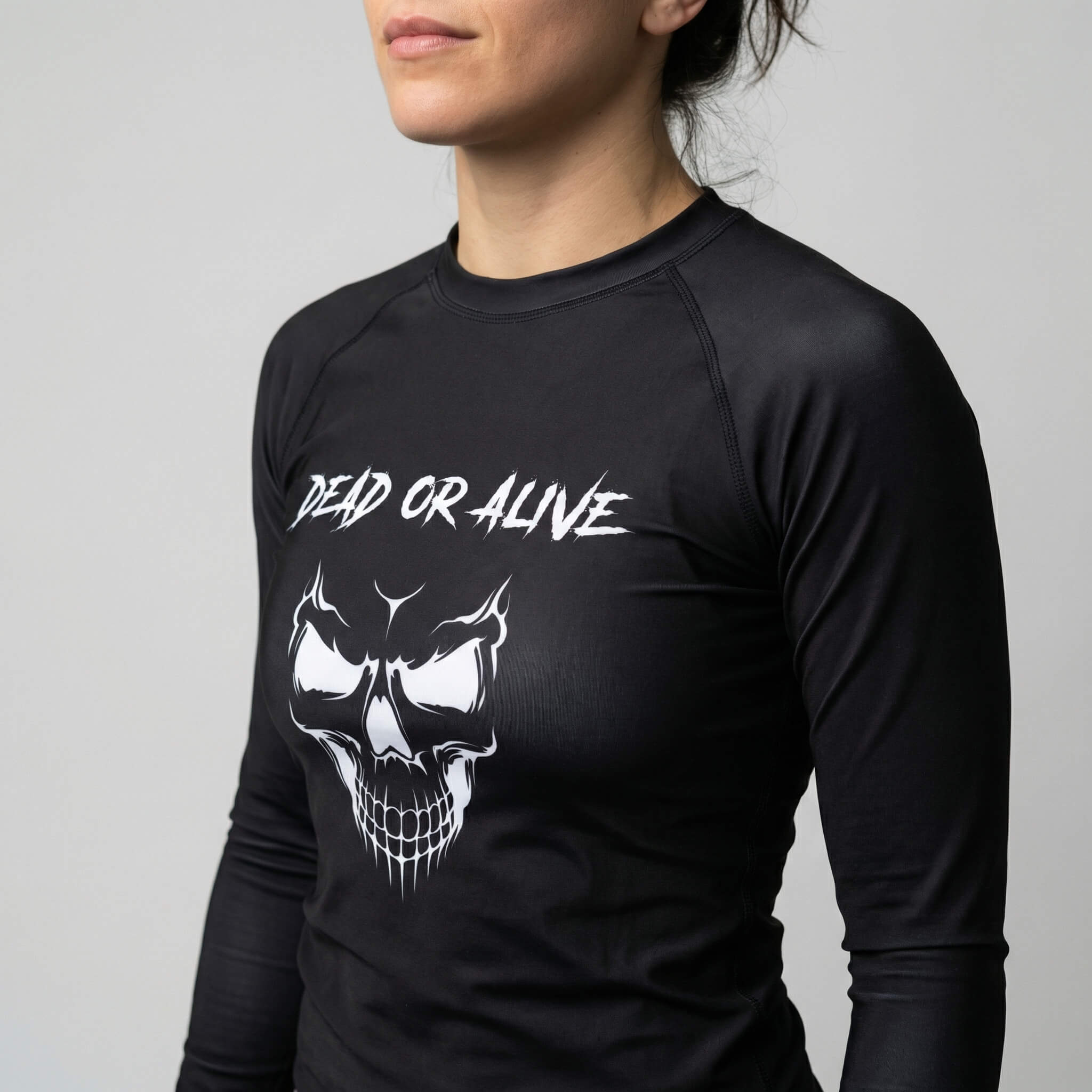 Skull women's long-sleeve rash guard for BJJ and MMA training