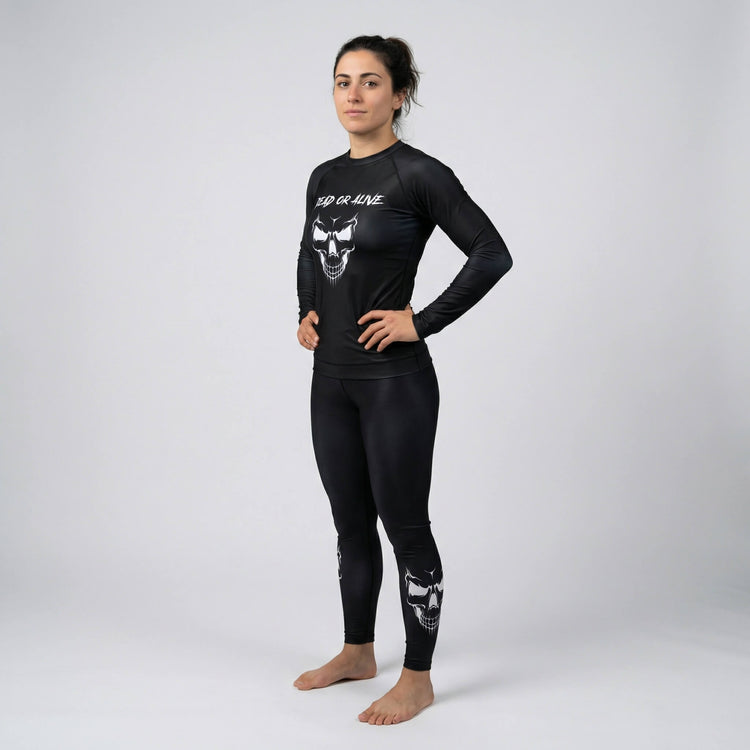 Performance women's long-sleeve rash guard for training and competition