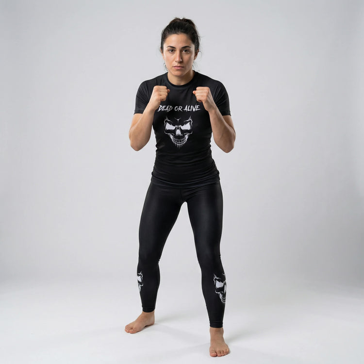 Lightweight women’s leggings with skull graphic for BJJ and MMA workouts
