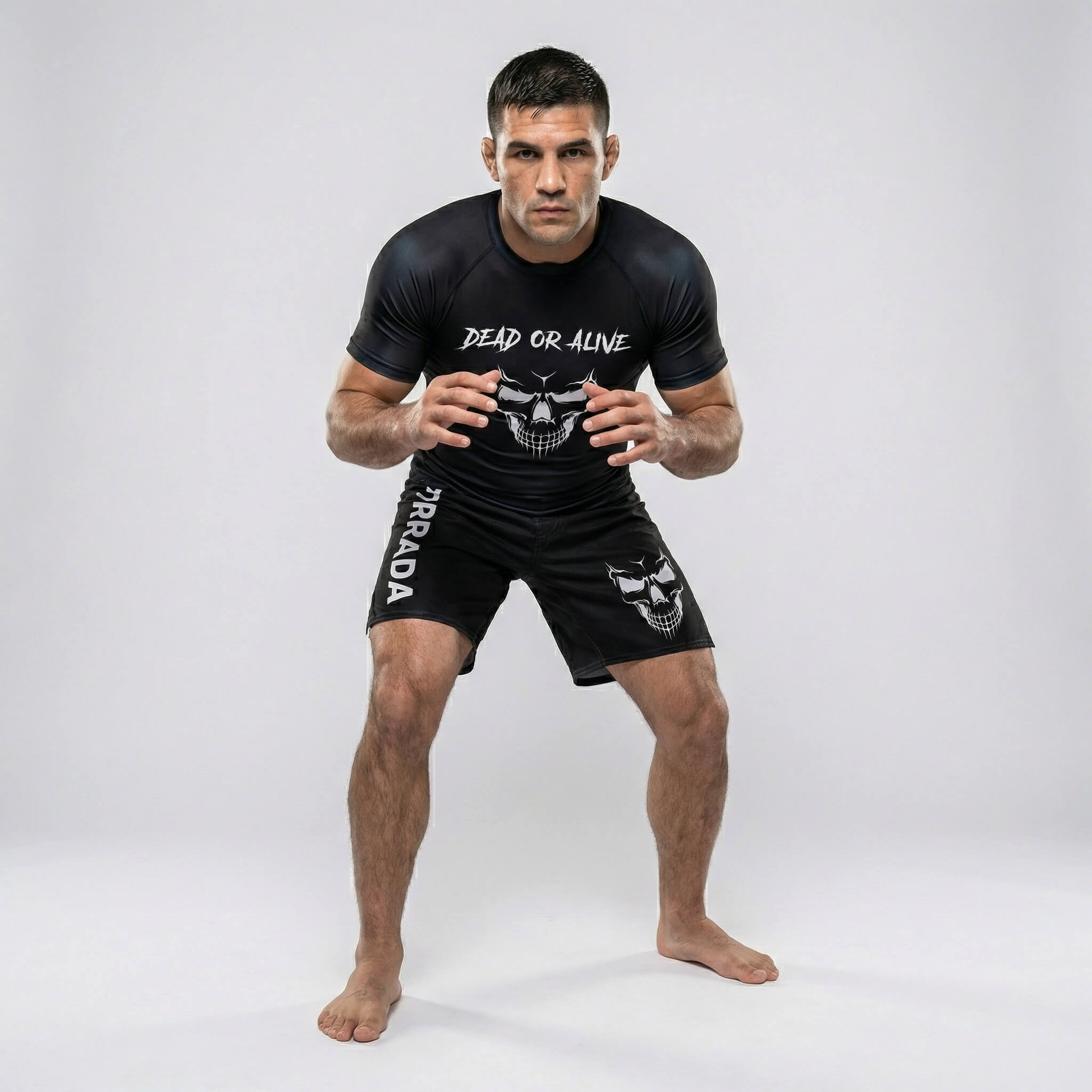 Men’s grappling rash guard with short sleeves and Skull graphic design for BJJ and MMA