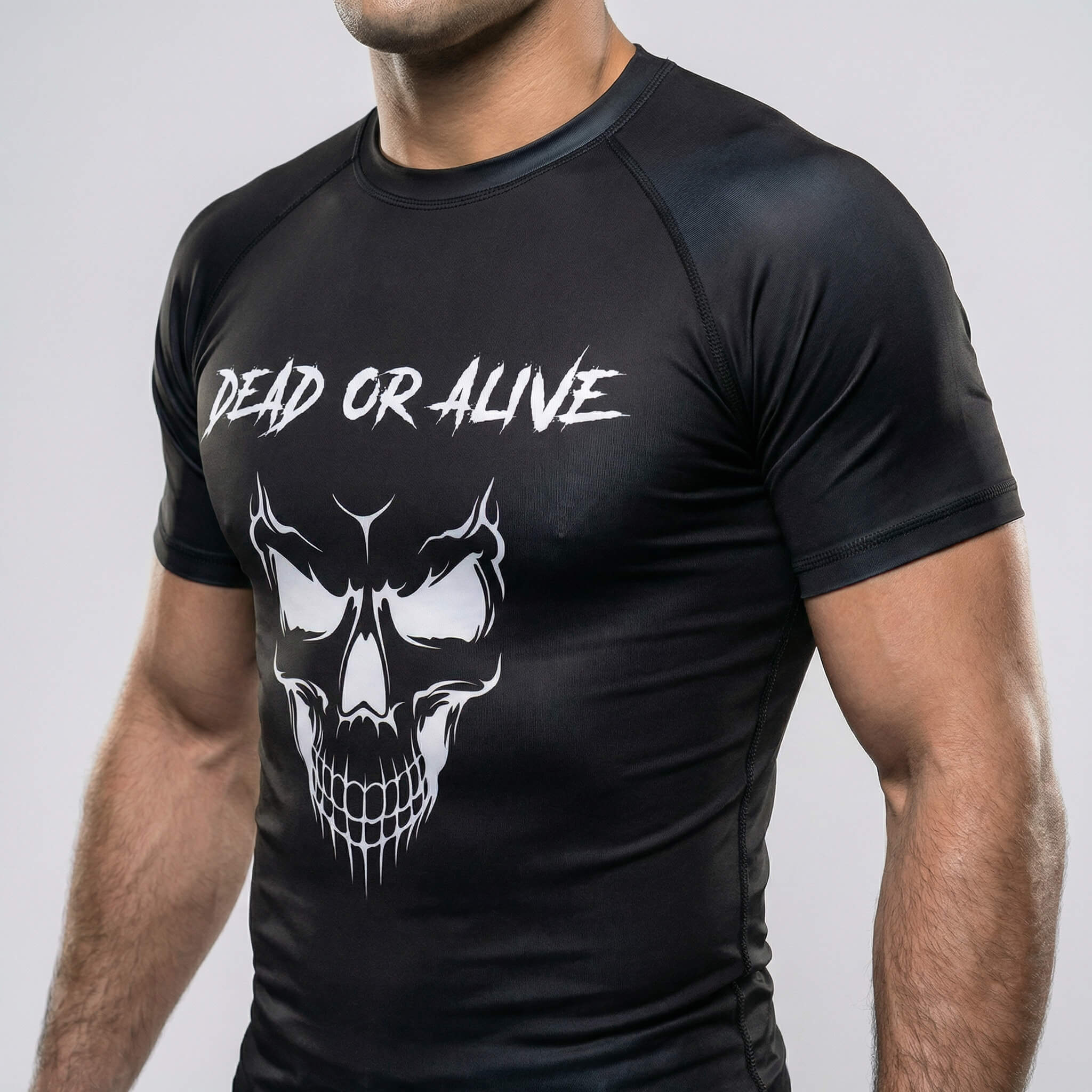 Men’s Skull short-sleeve rash guard for BJJ and MMA training