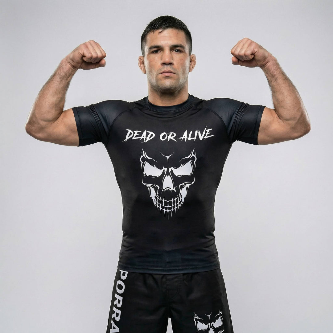 Performance Skull rash guard with short sleeves for BJJ and MMA workouts