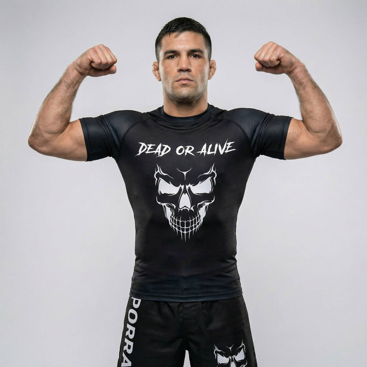 Performance Skull rash guard with short sleeves for BJJ and MMA workouts