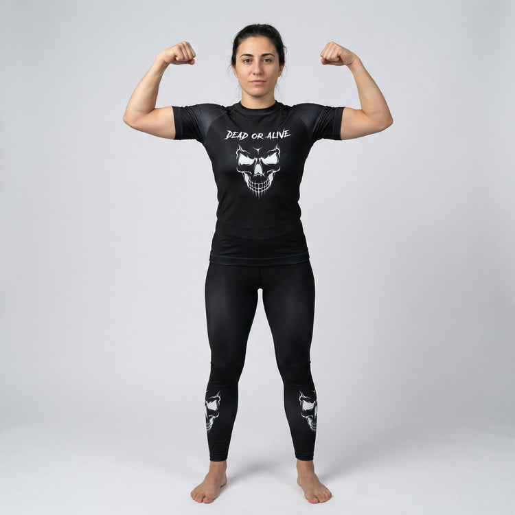 Combat sports rash guard with Skull graphic for BJJ and MMA