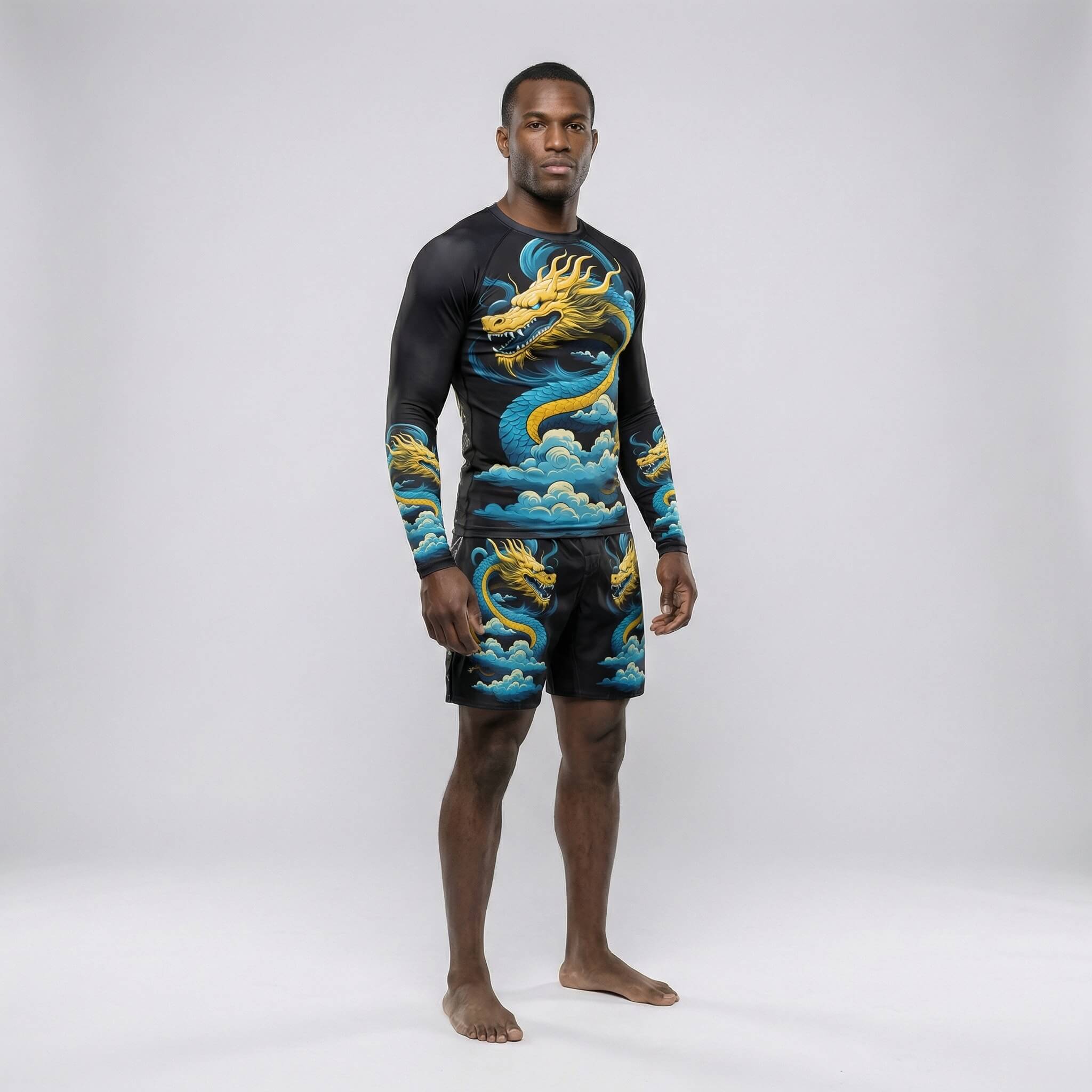 Lightweight athletic fight shorts with a flexible waistband for BJJ and MMA