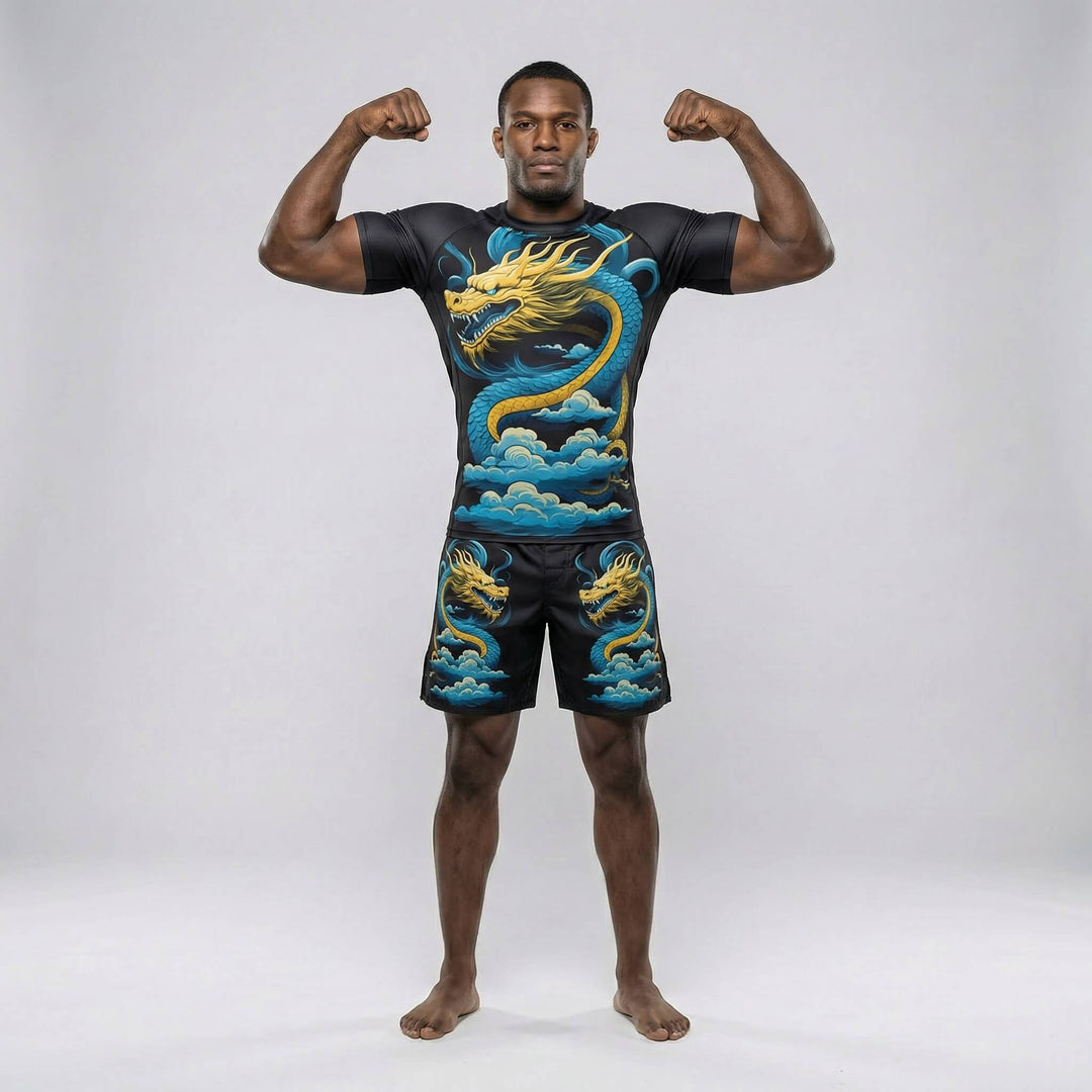 Men’s Blue Dragon rash guard designed for grappling and combat sports