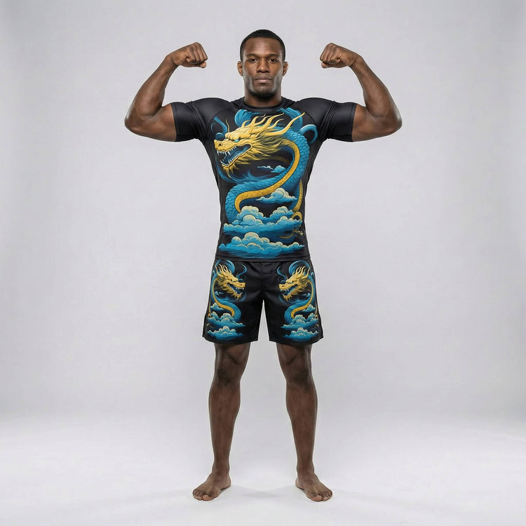Men’s Blue Dragon rash guard designed for grappling and combat sports