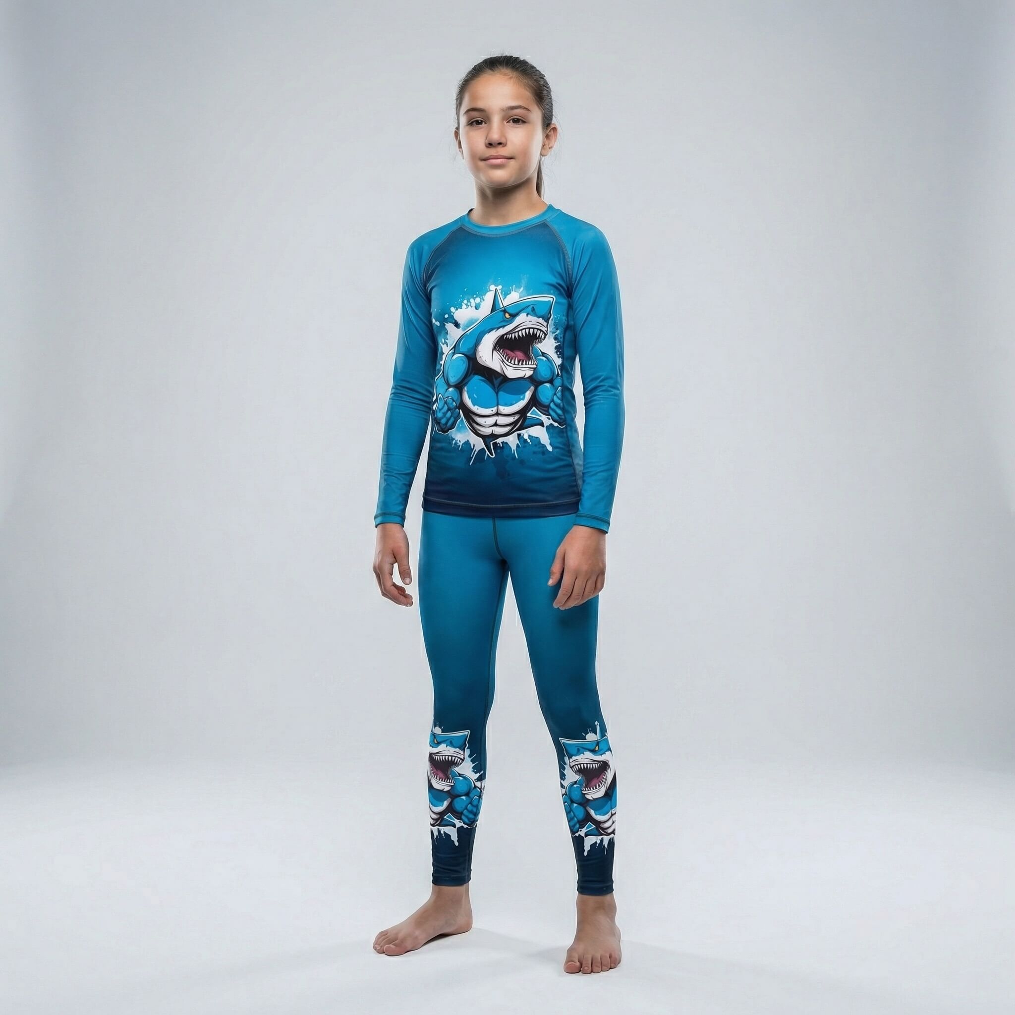 Kids' Blue Shark Beast spats for BJJ and MMA