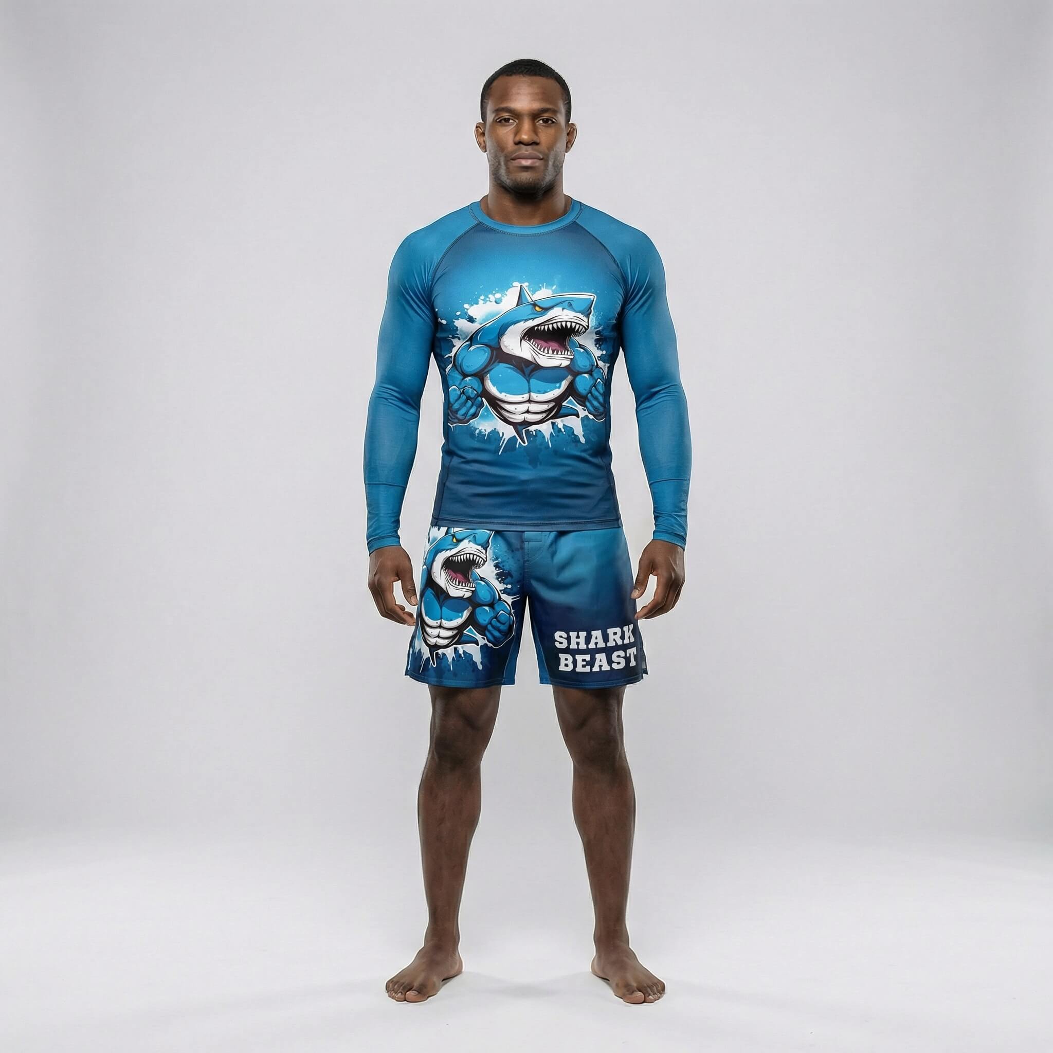 【haruruさま専用】ELASTICATED WAIST RASH GUARD Blue Shark Beast Rash Guard - MMA & No-Gi BJJ – PORRADA FIGHTWEAR