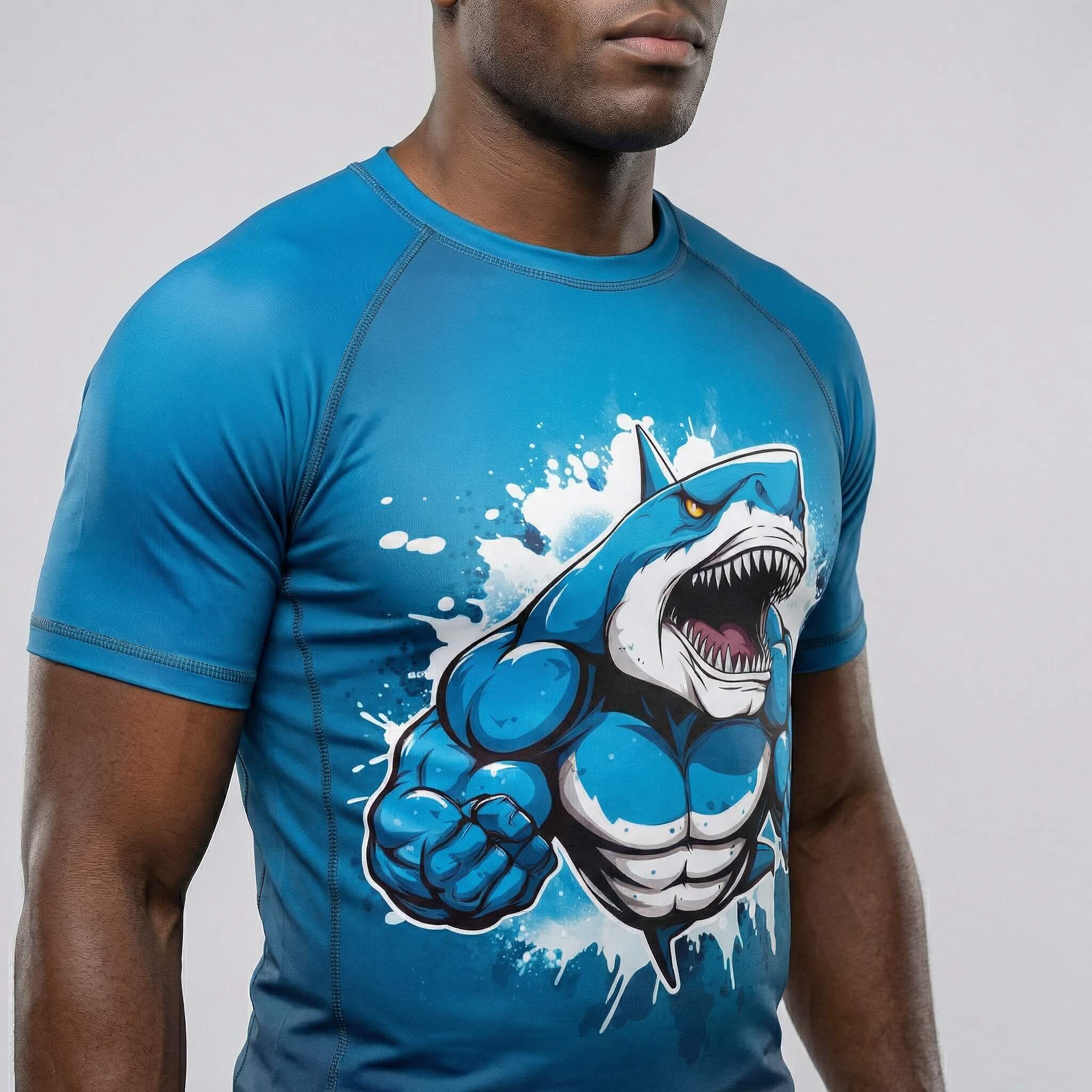 Shark Beast short sleeve rash guard for BJJ and MMA