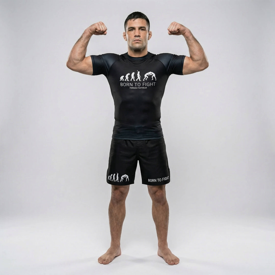 Born to Fight men's short-sleeve rash guard for BJJ and MMA
