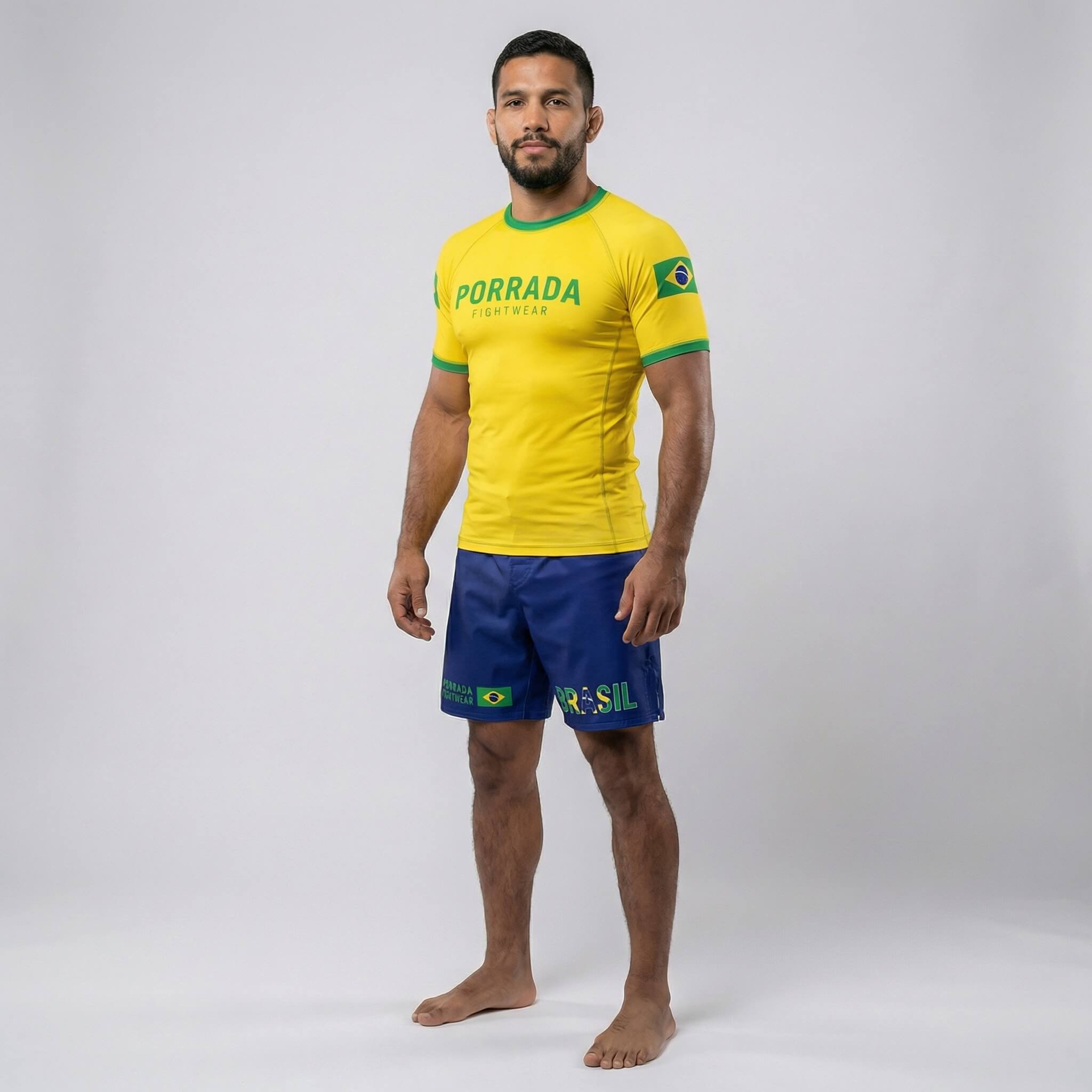 Brazil flag short sleeve rash guard for BJJ and MMA