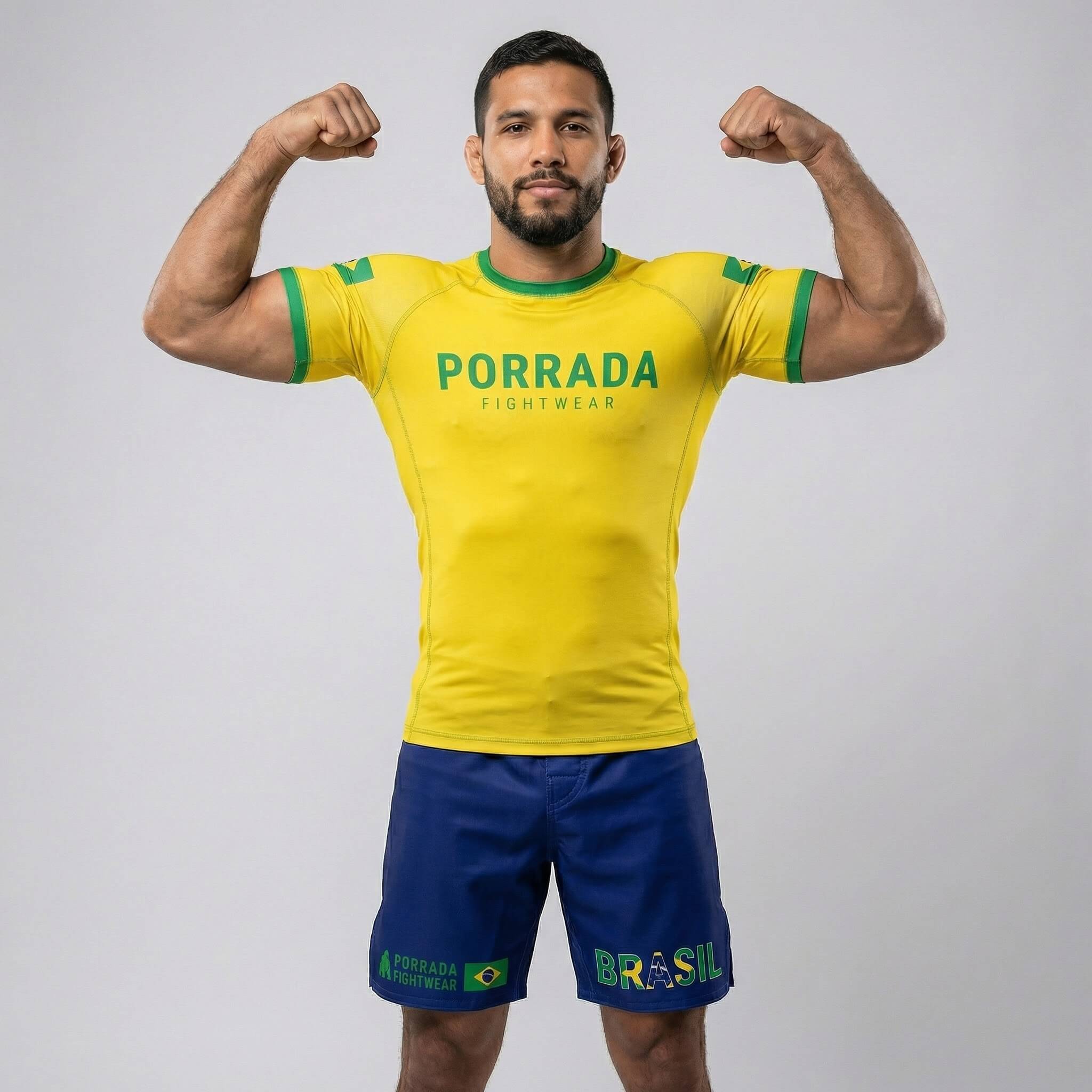 MMA fight shorts featuring Brazil flag design