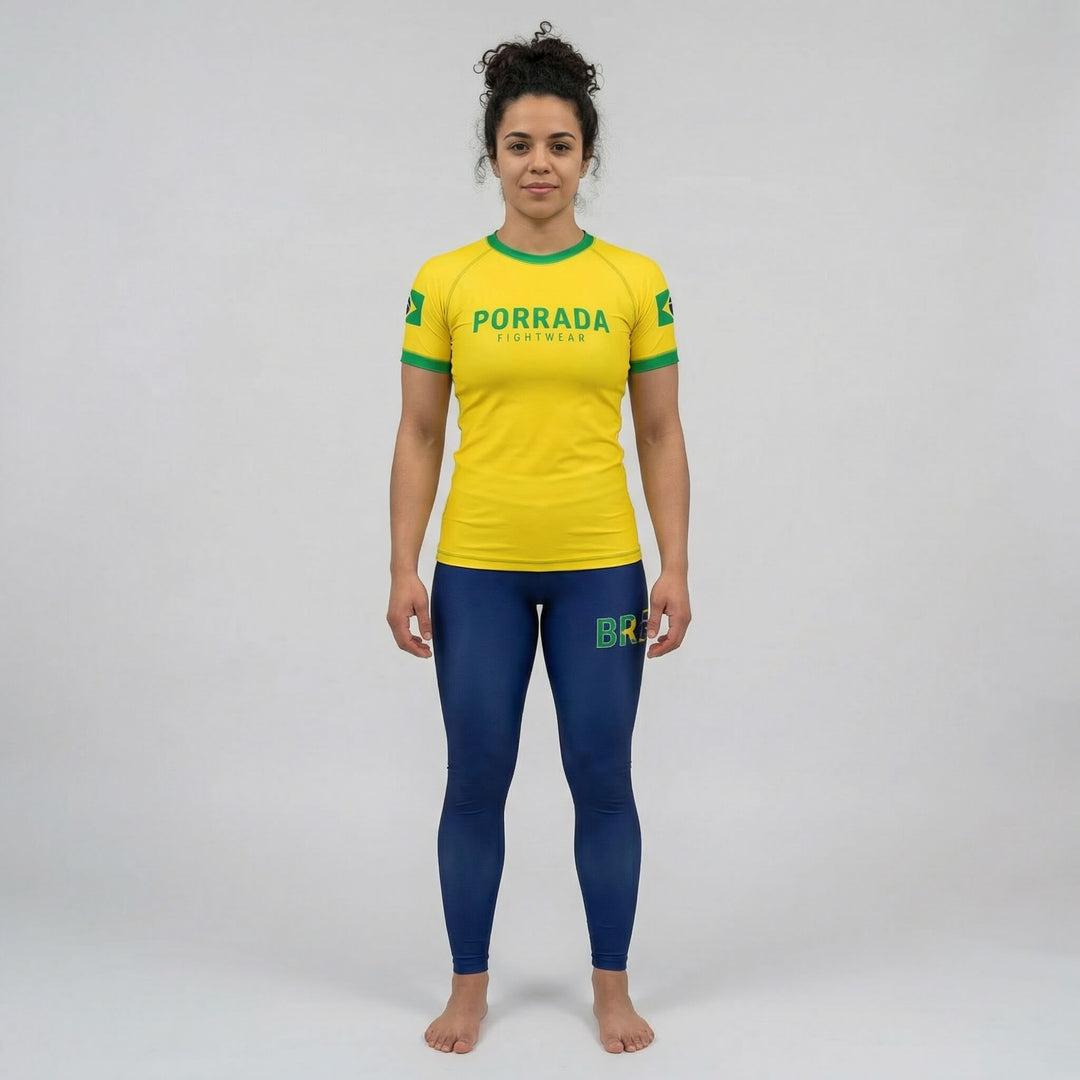 BRAZIL FLAG WOMEN SHORT SLEEVE RASH GUARD