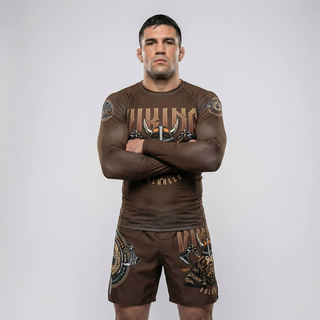 Brown Viking Warrior fight shorts for MMA and grappling
