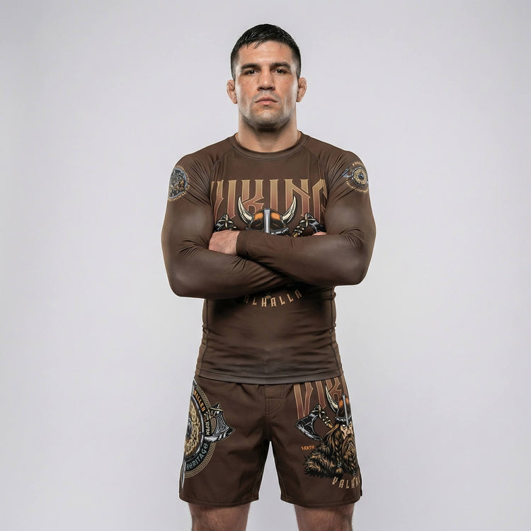 Brown Viking Warrior fight shorts for MMA and grappling