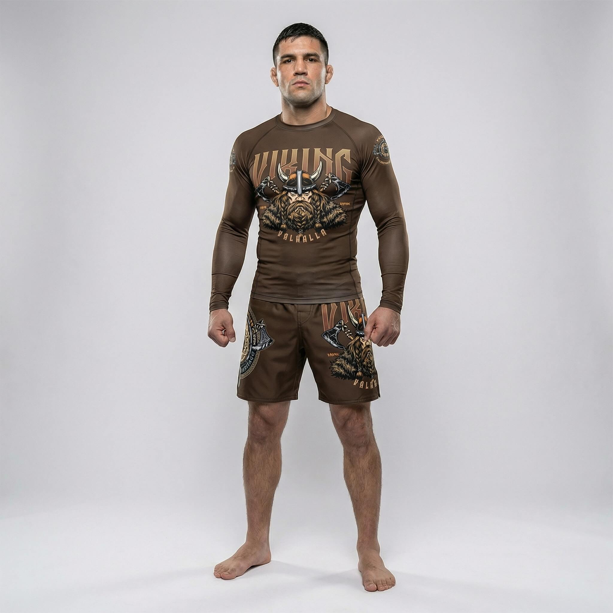 Long sleeve rash guard with Viking Warrior design BJJ and MMA