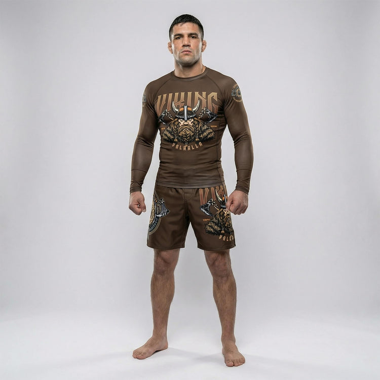 MMA fight shorts with Viking Warrior print