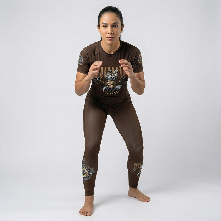 Women’s short sleeve Viking Warrior rash guard for BJJ and MMA