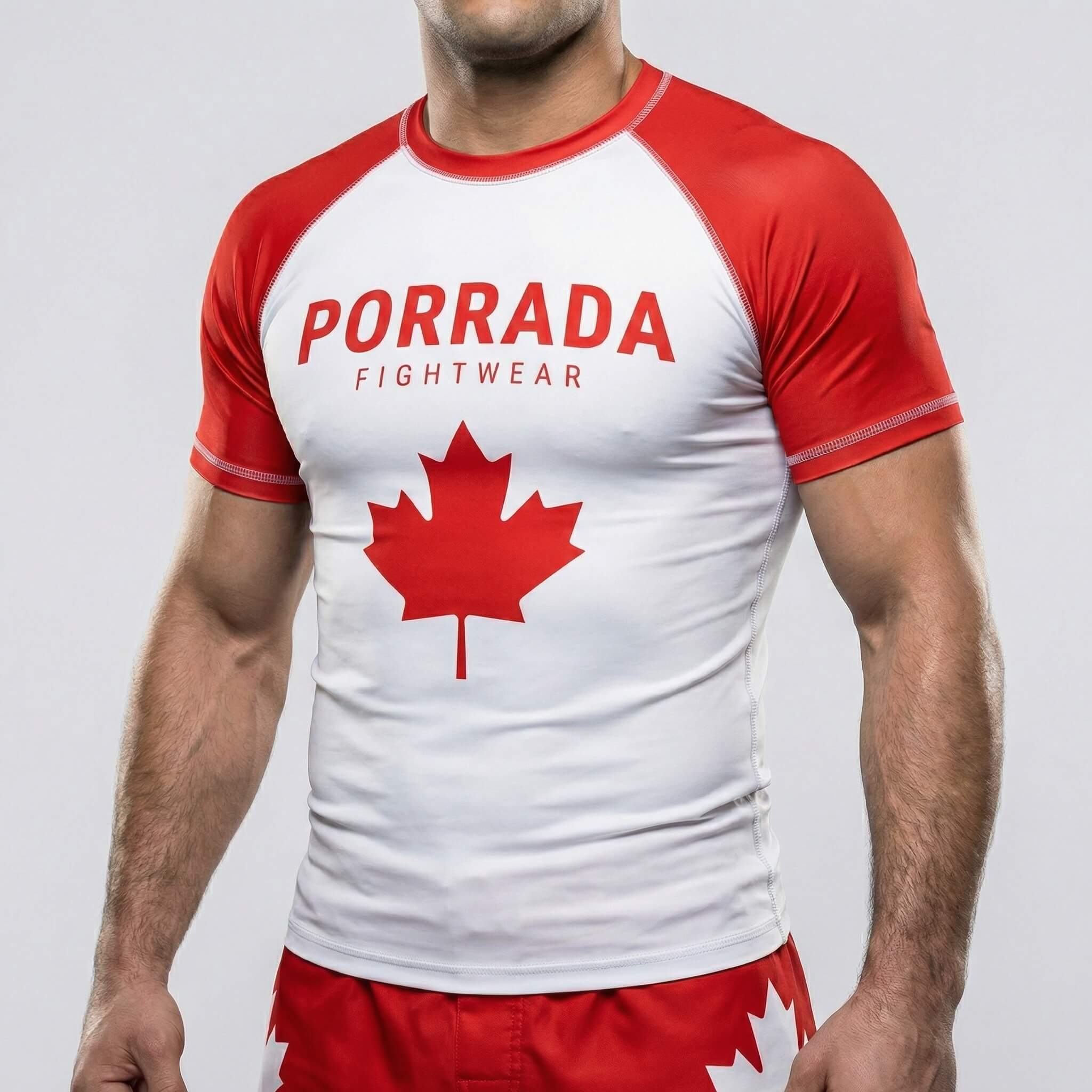 Canada Flag Short Sleeve Rash Guard designed for training and competition