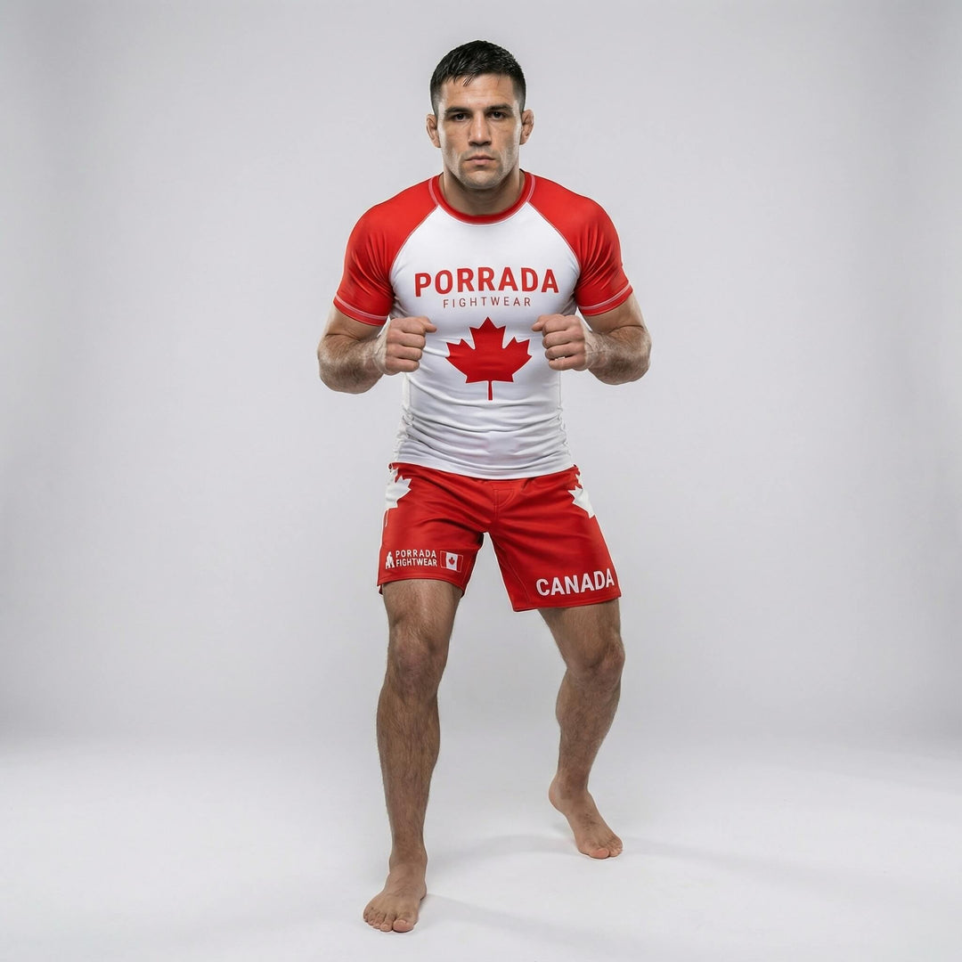 Men’s Canada flag fight shorts for MMA and BJJ training