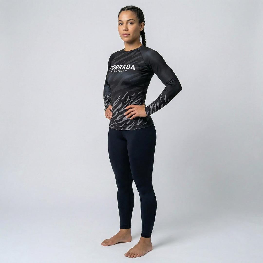 Women’s BJJ rash guard in Black Belt for training and tournaments