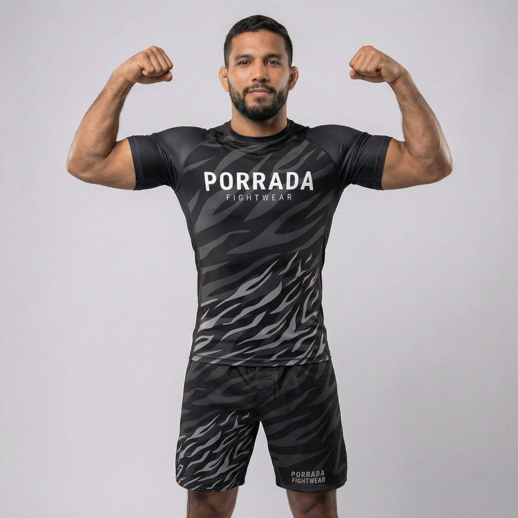 Black Belt ranked rash guard designed for grappling and competition