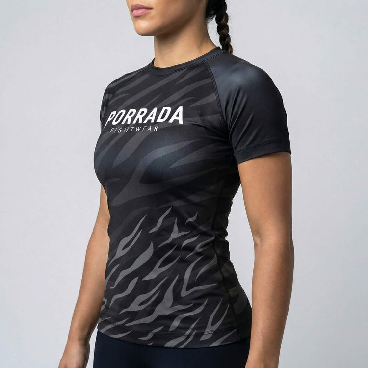 Women’s Black Belt competition-ranked short-sleeve rash guard for BJJ   and MMA training