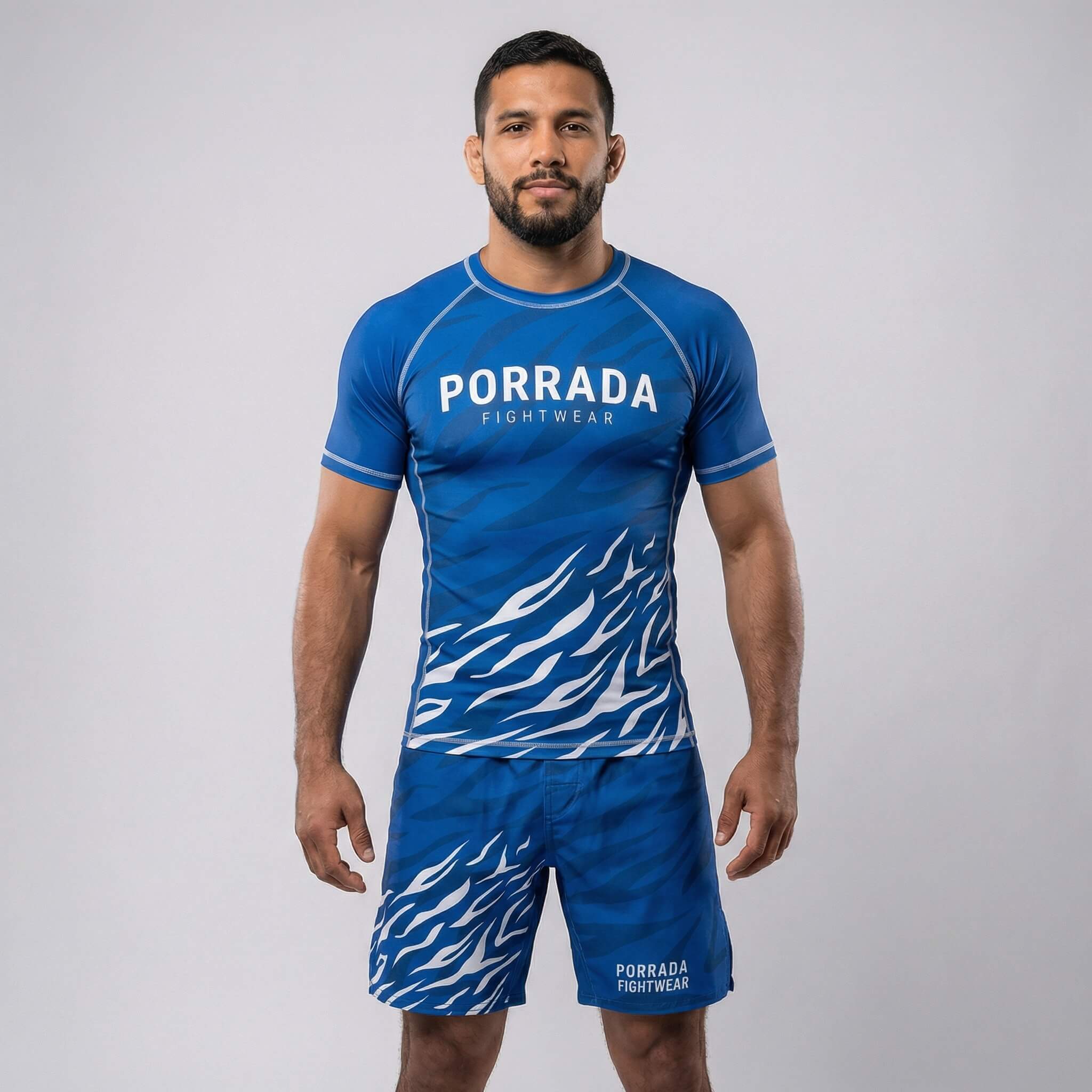 Blue belt no-gi competition short sleeve rash guard
