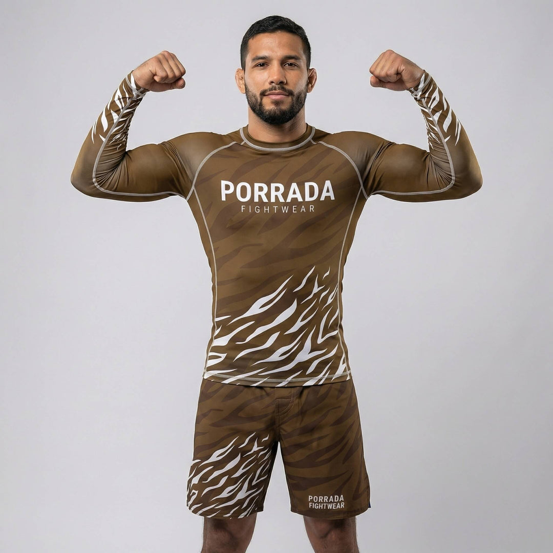Brown belt rash guard for BJJ tournaments and no-gi training