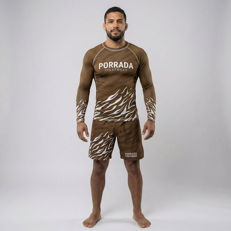 Brown belt competition-ranked rash guard for BJJ and MMA
