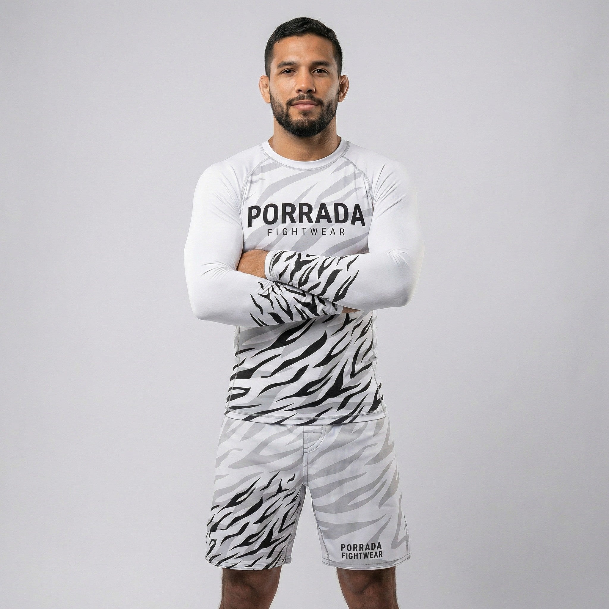 White ranked rash guard for BJJ and MMA