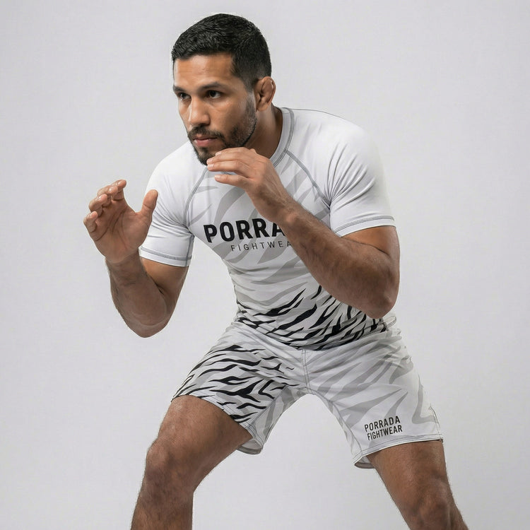 White belt fight shorts for BJJ and MMA