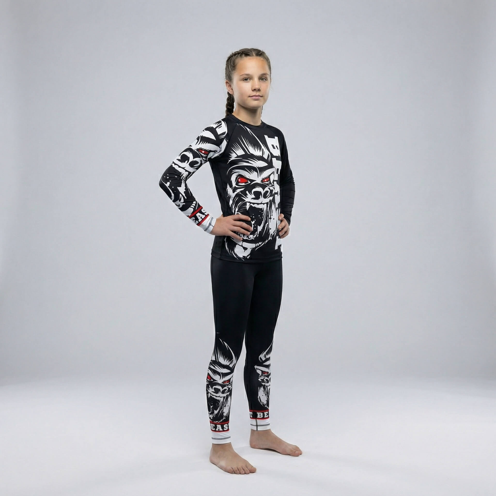 Gorilla Beast kids' long sleeve rash guard for BJJ and MMA