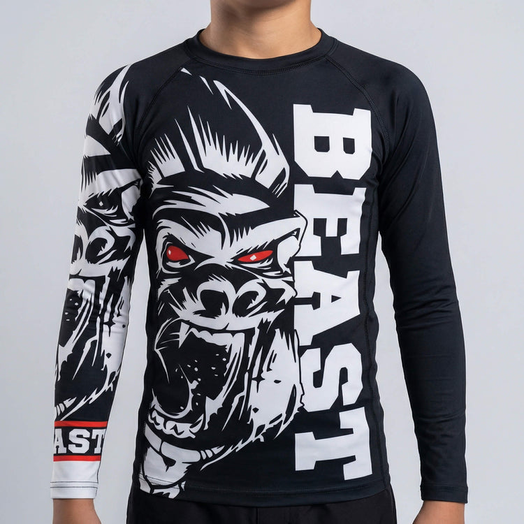 Kids' Gorilla Beast long sleeve rash guard for BJJ and MMA