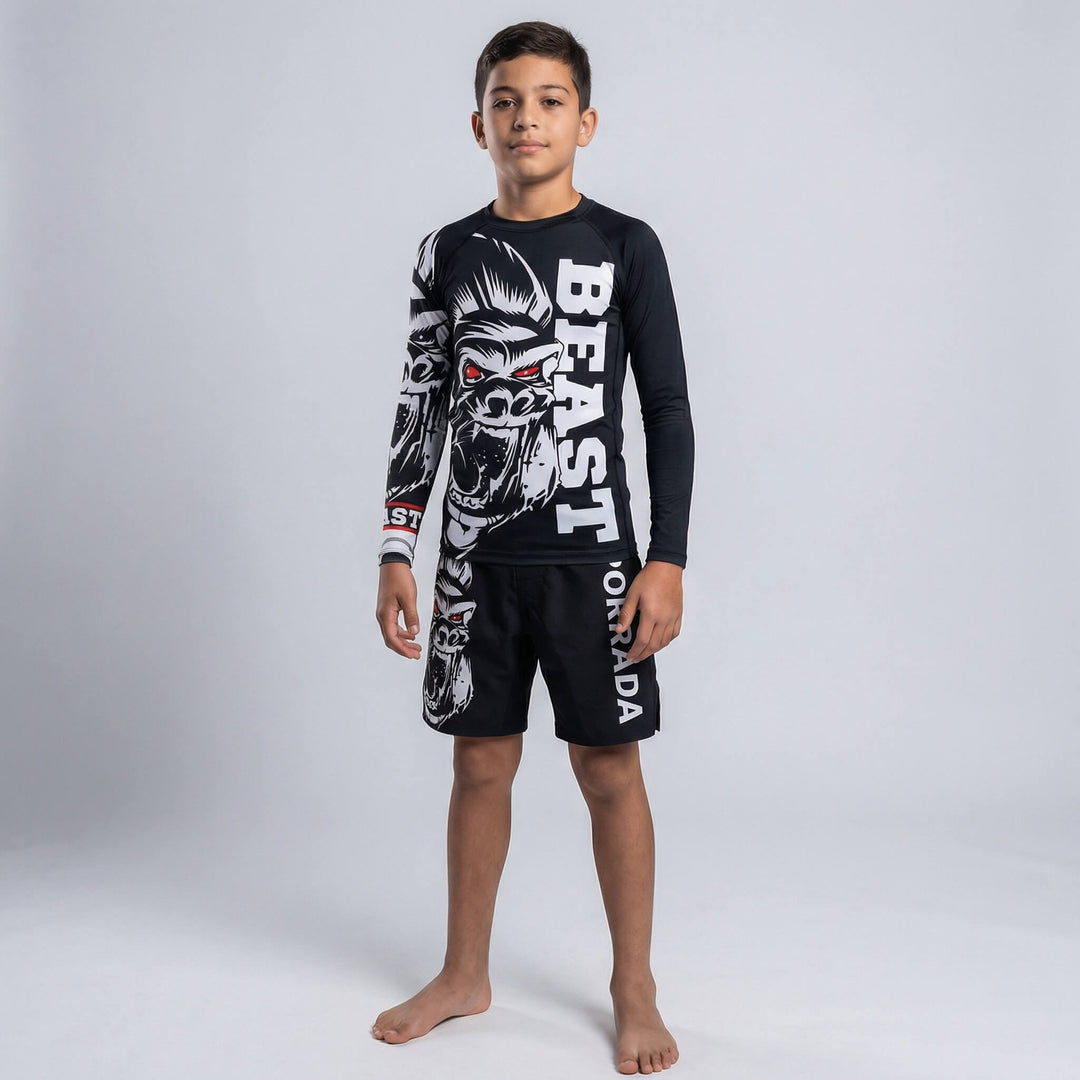 Kids' Gorilla Beast long sleeve rash guard for grappling and MMA