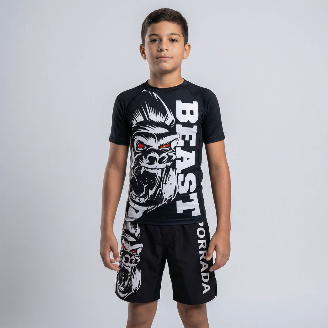 Kids' Gorilla Beast short sleeve rash guard for grappling and MMA