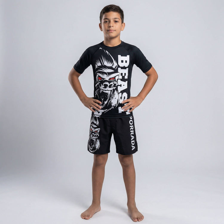 Kids' Gorilla Beast short sleeve rash guard for BJJ athletes
