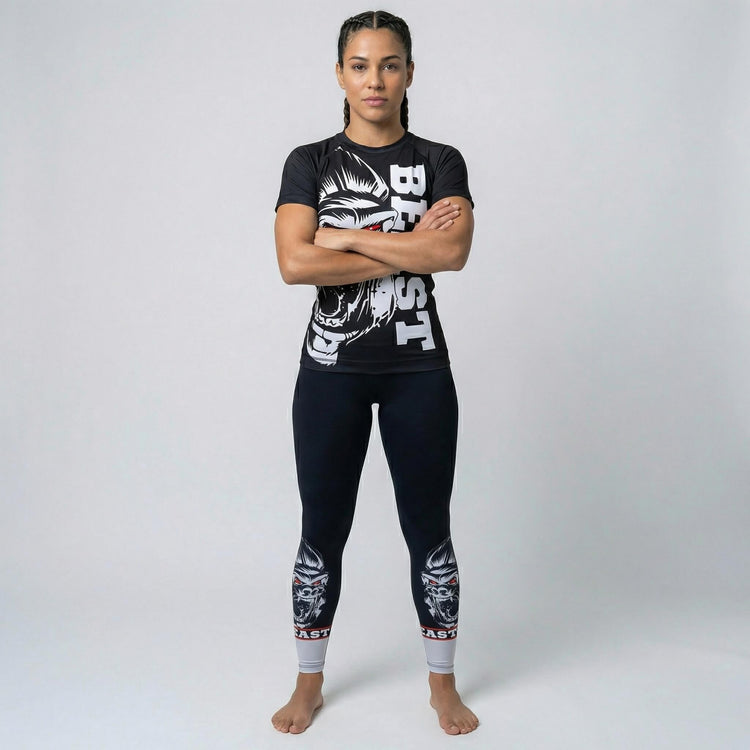 Women’s short sleeve Gorilla Beast rash guard for BJJ and MMA training